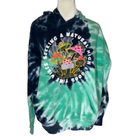 Zuni Sportsware Unisex Good Time Vibes Mushroom Tie Dye Hooded Sweatshirt - Picture 1 of 8